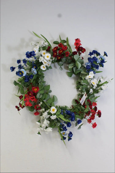 Supreme Daisy Wreath Red/White/Blue 26" - Wreaths Silk