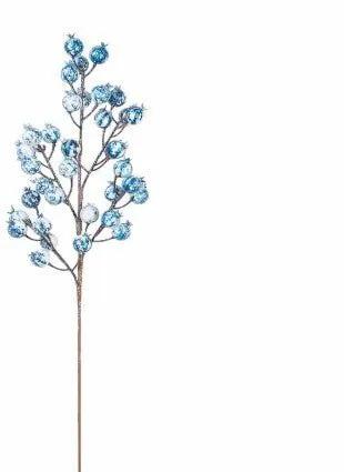 Direct Export Berry Spray Blue/White 24" - Artificial Non-Flowering Plants Silk