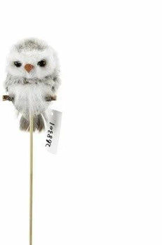 Direct Export Owl Pick White/Brown 10" - Artificial Non-Flowering Plants Silk