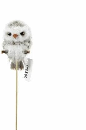 Direct Export Owl Pick White/Brown 10" - Artificial Non-Flowering Plants Silk