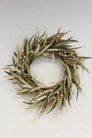Supreme Berry/Astible Wreath Cream/Green 24" - Wreaths Silk