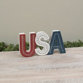 Gerson Wood Americana "USA" Block 9.06"L - Merchandise