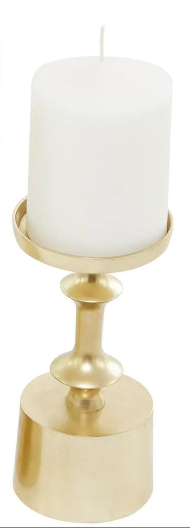 Deco Marché Gold Aluminum Metal Pillar Decorative Candle Holder - Candle Holders Merchandise