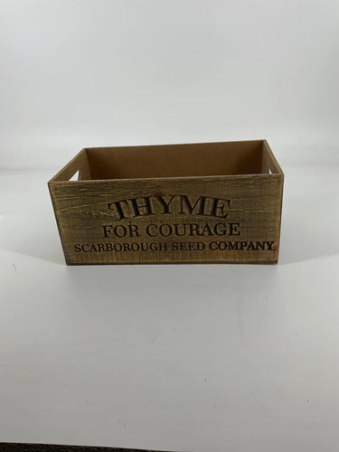 Gerson "Thyme" Nesting Wood Engraved Planter Lg 12"L - Uncategorized Merchandise