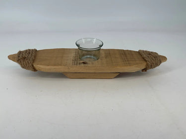Kalalou Wood Boat Tea Light Sm 15”L - Candle Holders Merchandise