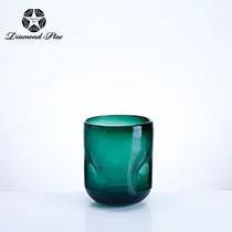 Diamond Star Green Glass Vase 5.9"D x 7.3"H - Vases Merchandise