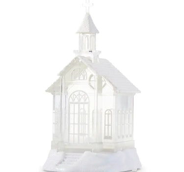 RAZ Lighted Glitter Church Snow Globe 10.5" - Snow Globes Merchandise