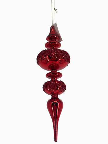 Supreme Glass Finial Ornament Red 12" - Holiday Ornaments Merchandise