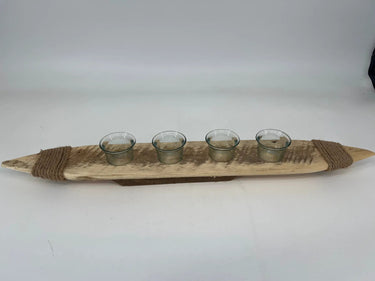 Kalalou Wood Boat Tea Light XL 27” - Candle Holders Merchandise