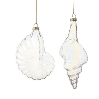 RAZ Iriedesent Sea Shell Ornaments (2 Asst) 7.25" - Holiday Ornaments Merchandise