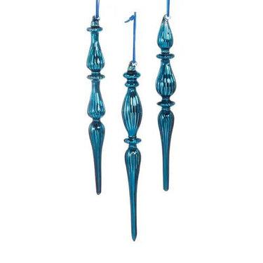 RAZ Blue Finial Ornament (Box of 3) 3 Asst 11" - Holiday Ornaments Merchandise