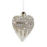 White heart box ornament by Raz, 3.5in, crystal-embellished with beads