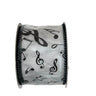 Reliant Musical Notes Dupioni Wired Edge Ribbon White/Black 2 1/2" x 10 Yds - Ribbons & Trim Ribbon