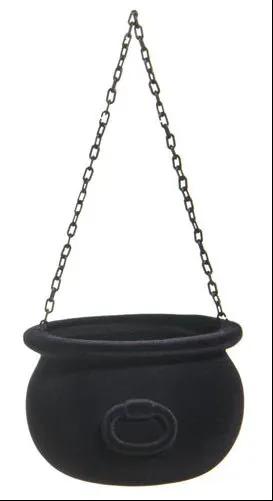 RAZ Black Flocked Cauldron Large 10" - Seasonal & Holiday Decorations Merchandise