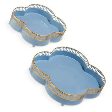 RAZ Blue Scalloped Tray Large 12x12" - Decorative Trays Merchandise