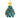 Metallic blue tree lit ornament, 4.5in, with multicolored lights and a gold star topper.