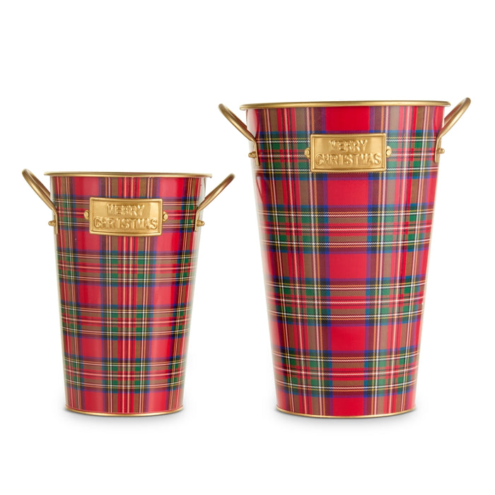 Red/Green/Gold Plaid Bucket (2 Sizes)