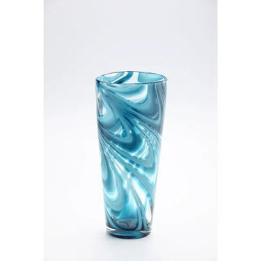 Diamond Star Blue Swirl Glass Vase 5.5"D x 12.5"H - Vases Merchandise