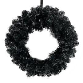 Liberty Floral Black Tinsel Wreath 24" - Wreaths Silk
