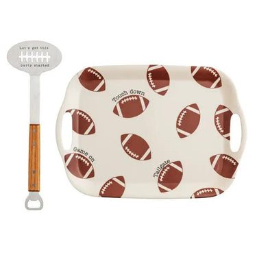 Mud Pie Football Tray with Spatula 11.5" x 16.5" - Serving Trays Merchandise