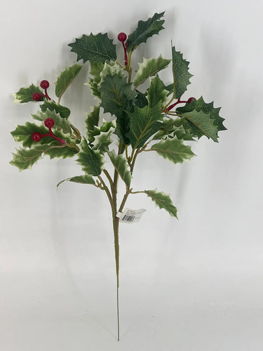 Select Holly Pick Green/Cream 10" - Artificial Non-Flowering Plants Silk