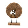 A&B Abstract Teak Wheel Sculpture with Stand Large 13.5" x 17.5" - Merchandise