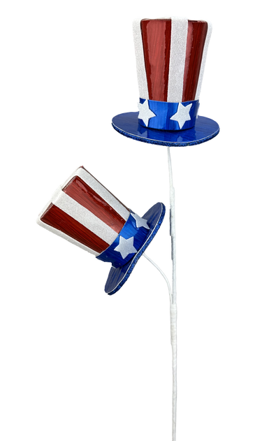 Liberty Floral Glitter Stars/Stripes Top Hat Spray 24" - Uncategorized Silk