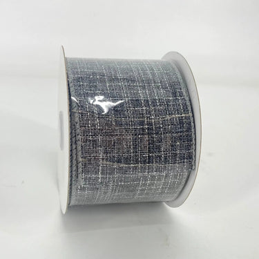 Jascotina Inc Dark Grey Metallic Linen Ribbon 2.5"X10yd - Uncategorized Merchandise