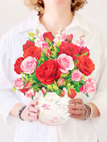 FreshCut Paper LLC Blooming Roses Pop-up Greeting Card - Greeting Cards Merchandise