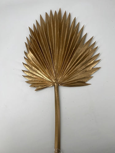 Supreme Fan Palm Leaf Metallic Spray Gold 38" - Artificial Flora Silk