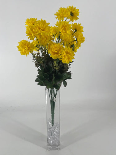 Fortune Mini Pompom Bush Yellow 19” - Silk