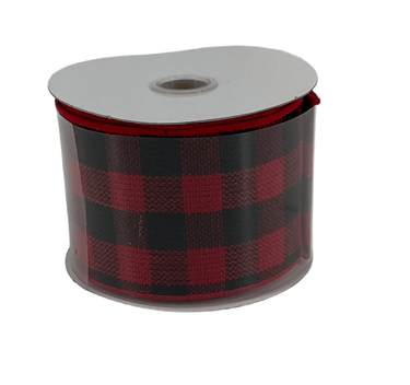 Jascotina Inc Red/Black Buffalo Check Ribbon 2.5"X10yd - Ribbon