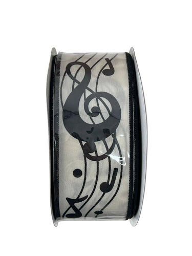 Craig Bachman Bold Music Notes Ribbon 2.5" x 100 Ft - Ribbons & Trim Ribbon
