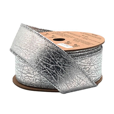 La Ribbons Wired Ribbon Silver Faux Leather 1/2" x 10Yd - Velvet Ribbons Ribbon