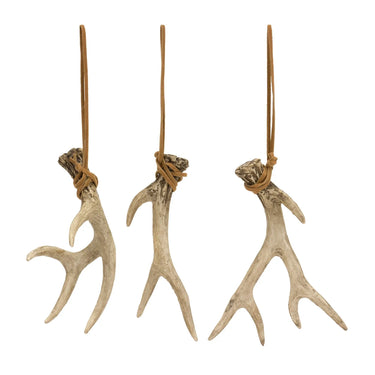 Melrose resin antler ornament set of 3, tan/beige, 5-inch tall