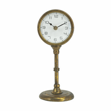 A&B Gold-Iron Vintage Inspired Table Clock Small 4.5" x 4.5" x 11.5" - Merchandise