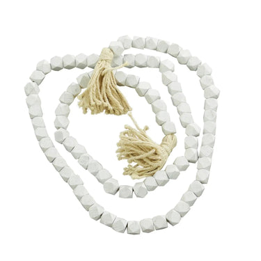 Deco Marché Wood Bead Garland White 80"L - Garlands Merchandise