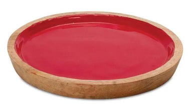 Melrose Red Wood Tray Small 8"D - Decorative Trays Merchandise