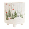 Dolomite Cardinal Pot Large 6in planter by Melrose; white ceramic with cardinal forest scene