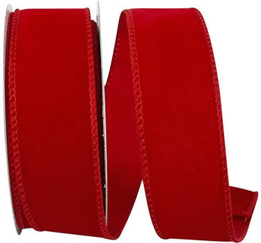 Reliant Velvet Wired Edge Ribbon Red 1 1/2" 10 Yds - Uncategorized Ribbon