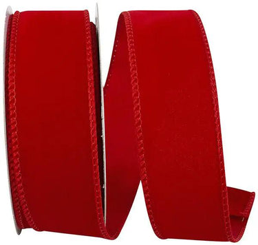 Reliant Velvet Wired Edge Ribbon Red 1 1/2" 10 Yds - Uncategorized Ribbon