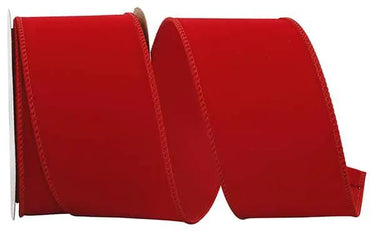 Reliant Velvet Wired Edge Ribbon Red 2 1/2" 10 Yds - Velvet Ribbons Ribbon