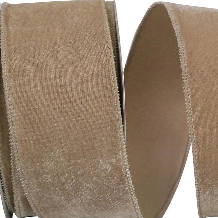 Regal Taupe Velvet Wired Edge Ribbon 2.5"W x 10yd