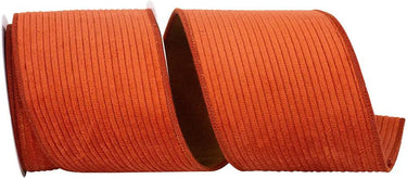 Reliant Corduroy Mesh-Backed Wired Ribbon Burnt Sienna 4" x 5 Yd - Ribbons & Trim Ribbon