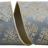Reliant Filigree Crest Glitter Velvet Backed Wired Edge Ribbon Slate 4" 5 Yds - Ribbons & Trim Ribbon