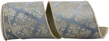 Reliant Filigree Crest Glitter Velvet Backed Wired Edge Ribbon Slate 4" 5 Yds - Ribbons & Trim Ribbon