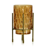 Diamond Star Amber Glass Vase with Metal Stand 3.5"D x 7.1"H - Merchandise