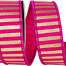 Reliant Metallic Bars Fuchsia Deluxe Wired Edge Ribbon Fuchsia/Gold 1.5"W x 5yd - Ribbons & Trim Ribbon