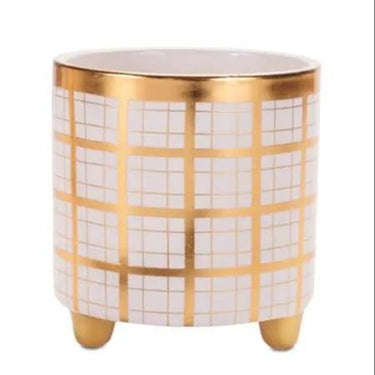 Melrose White/Gold Container Small 4" - Seasonal & Holiday Decorations Merchandise