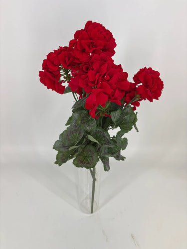 Direct Export UV Geranium Bush Red 24" - Artificial Flowering Plants Silk